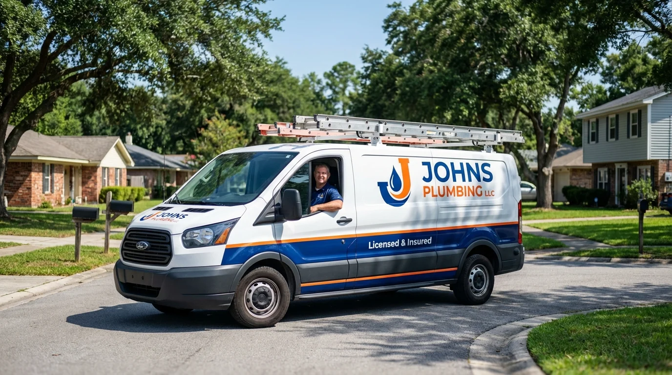 Johns Plumbing LLC service van in Oxford, PA