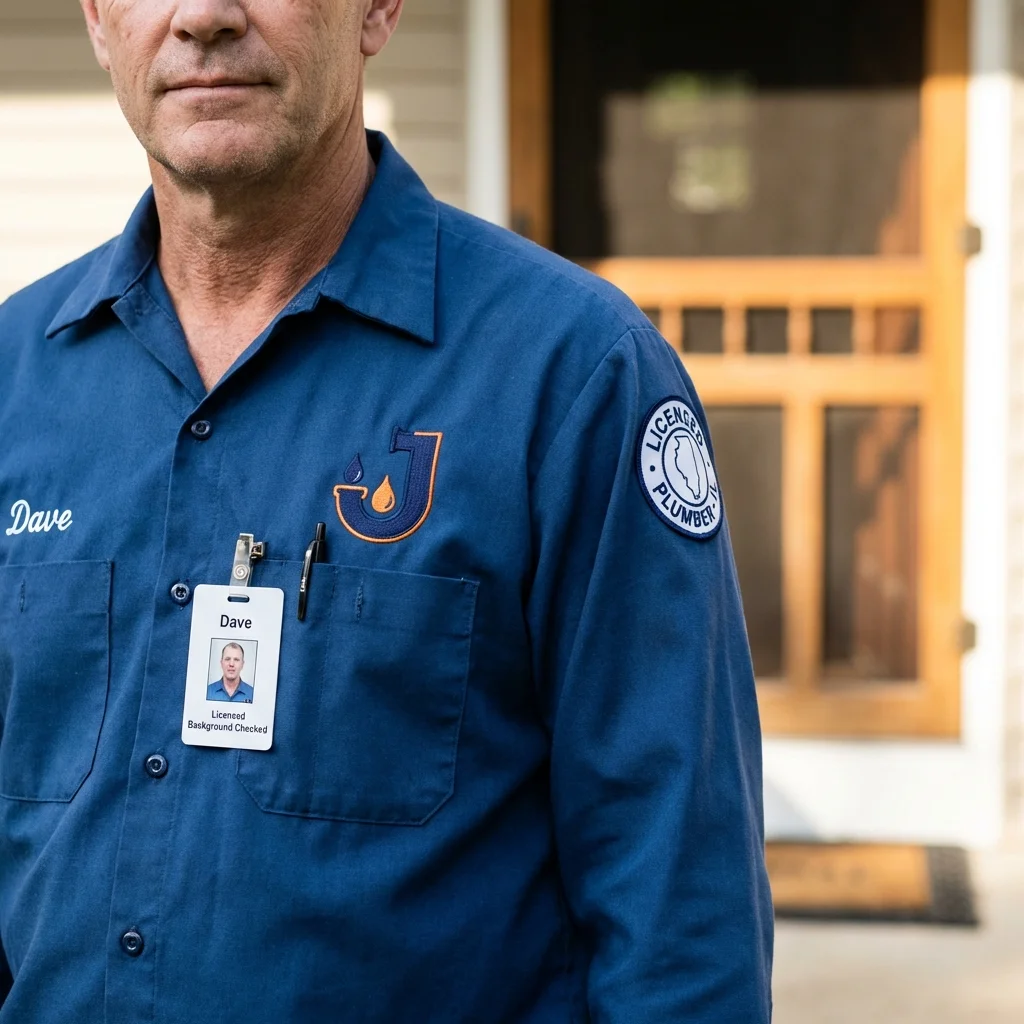 Licensed plumber showing ID badge in Oxford, PA