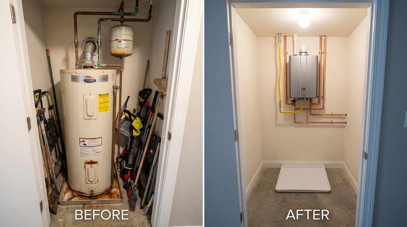 Tank water heater versus wall-mounted tankless unit comparison for Oxford, PA homeowners